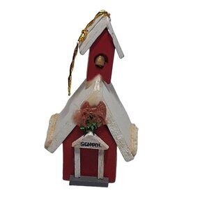 Kurt Adler Wooden Christmas Ornament Little Red School House